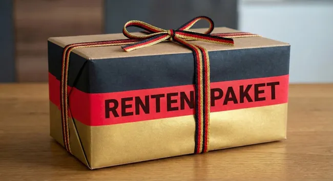 Geschenkpaket mit Rentensymbolik