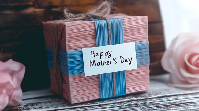 Geschenkverpackung zum Muttertag mit Grußkarte