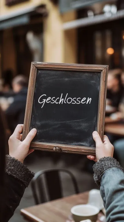 Geschlossenes Café-Schild an rustikaler Holztafel