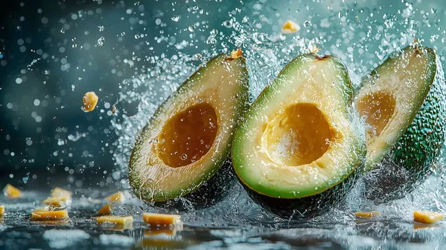 Geschmacksexplosion: Saftige Avocadohälften im Wasserschwall
