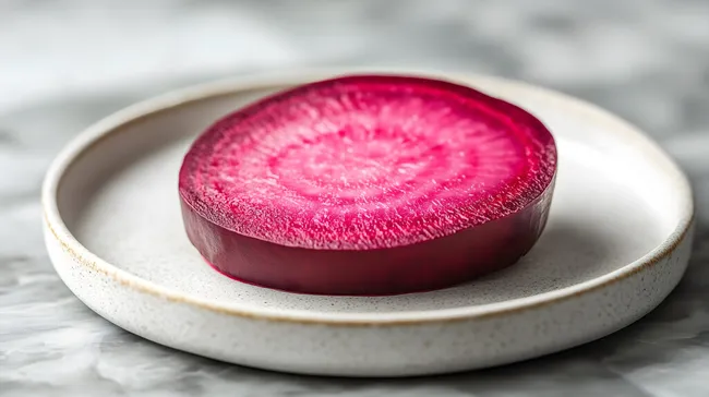 Geschmackvoller Rote-Bete-Scheibe auf Keramikplatte