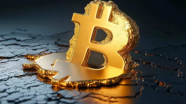 Geschmolzenes Bitcoin-Symbol nach Kurseinbruch