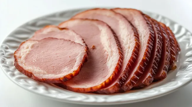 Geschnittenes, safiges Schweinebauch-Filet auf Teller