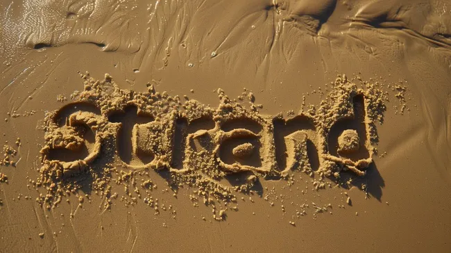 Geschriebener Strandtext im Sand