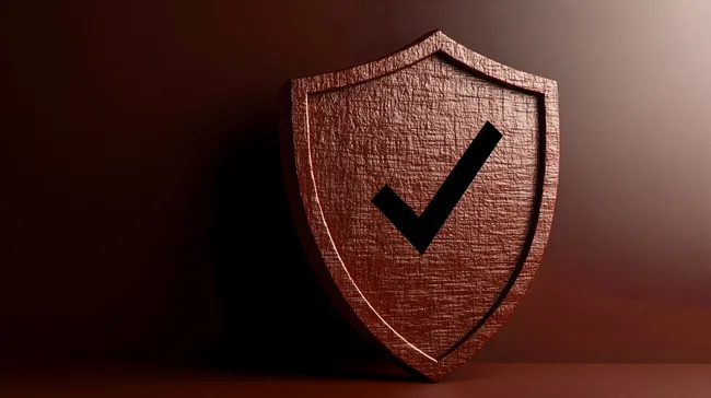 Geschütztes Holzschild mit Häkchen-Symbol