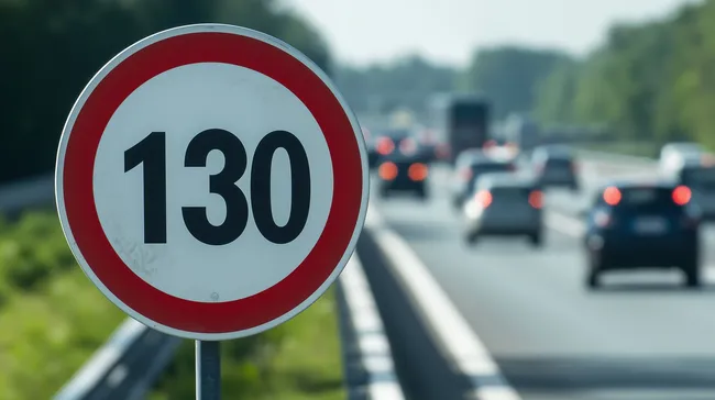 Geschwindigkeitsbegrenzungsschild 130 km/h auf der Autobahn