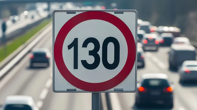 Geschwindigkeitsbegrenzungsschild auf Autobahn