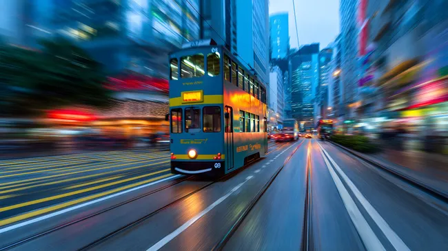 Geschwindigkeitsrausch in Hongkongs belebter Innenstadt