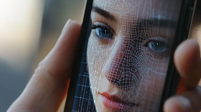 Gesichtserkennung auf Smartphone-Display