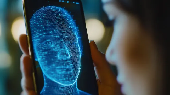 Gesichtserkennungs-Technologie auf Smartphone-Display