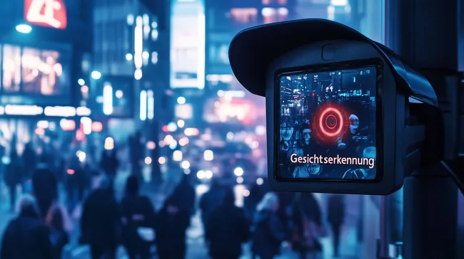 Gesichtserkennungskamera in belebter Stadtstraße