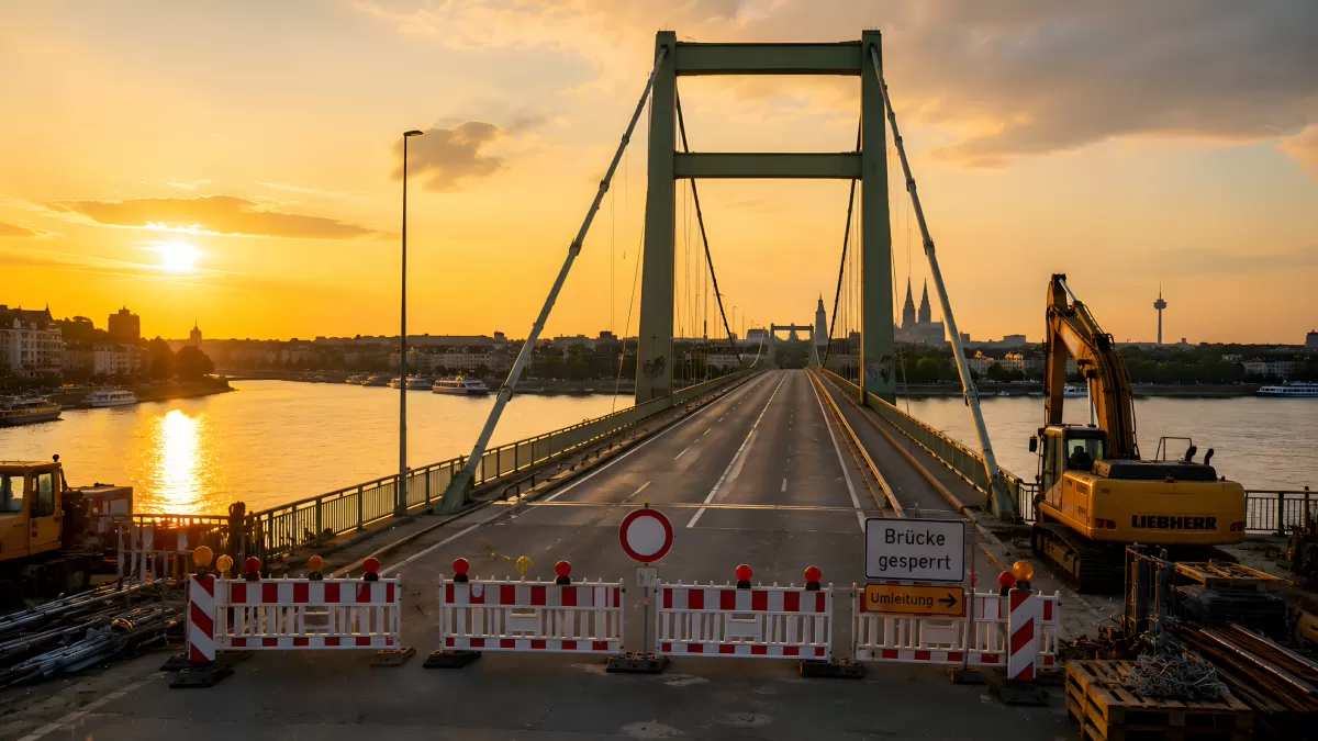 Gesperrte Brücke ähnlich Nordbrücke in Bonn