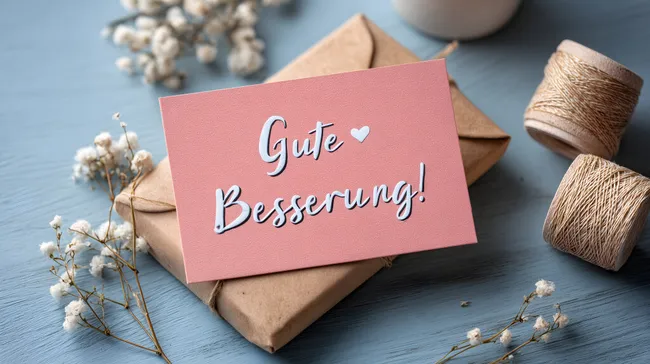 Gestaltete Karte mit herzlicher Botschaft und Dekorationselementen