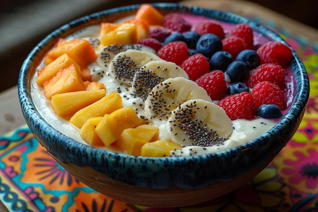 Gesunde Acai-Schale mit Obst und Superfoods