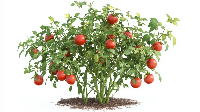 Gesunde Bio-Tomatenpflanze mit reifen Tomaten