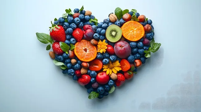 Gesunde Fruchtherz-Komposition für Foodfotografie