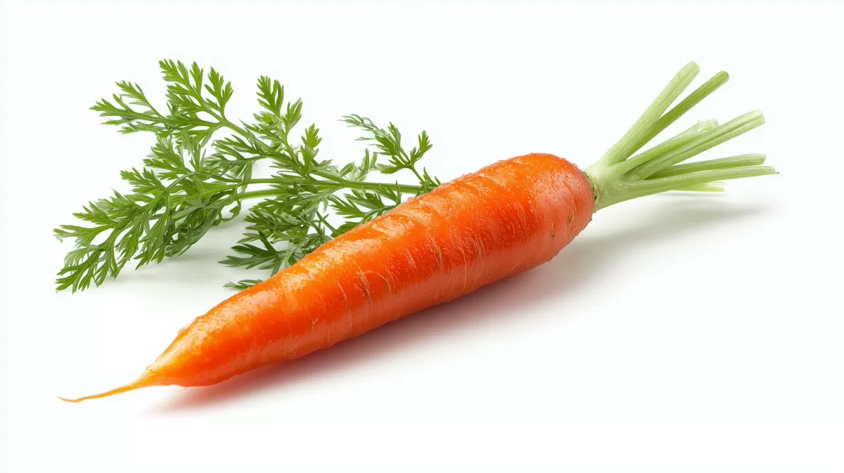 Gesunde, knackige Karotte mit grünem Blatt