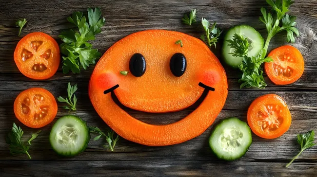 Gesunde Lächeltomaten auf rustikalem Holzhintergrund