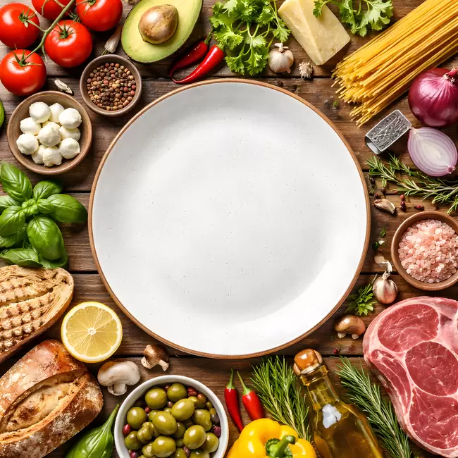 Gesunde mediterrane Zutaten für eine leckere Mahlzeit