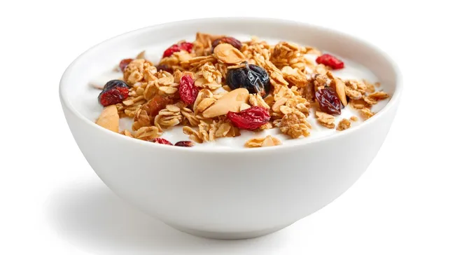 Gesunde Müslischale mit frischen Früchten