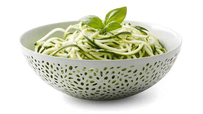 Gesunde Zucchini-Nudeln mit frischem Basilikum