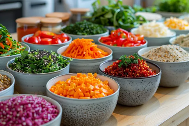 Gesunde Zutaten für vegetarisches Essen