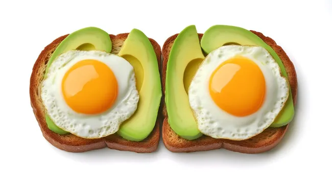Gesunder Avocado-Toast mit Spiegelei auf Vollkornbrot