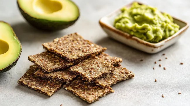 Gesunder Knabberspaß: Leinsamen-Cracker mit Avocado-Guacamole