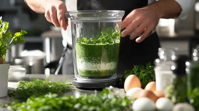 Gesunder Kräuterdrink in modernem Küchenambiente