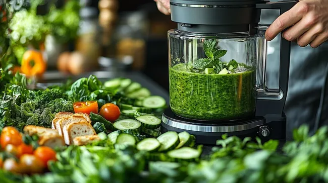 Gesunder Smoothie aus Gemüse und Kräutern