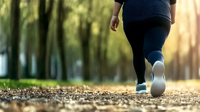 Gesunder Spaziergang in natürlicher Umgebung