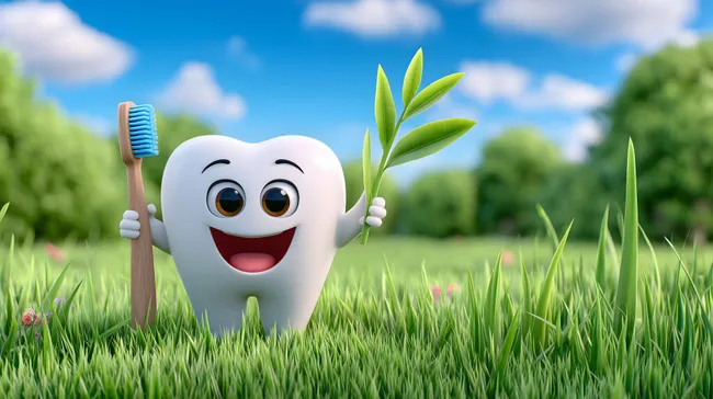 Gesunder Zahnpflegehelfer in der Natur