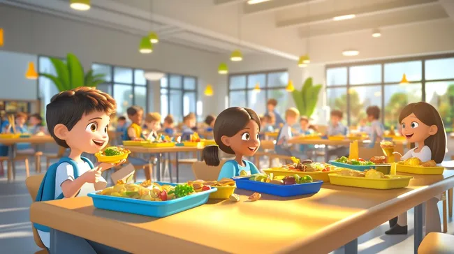 Gesundes, abwechslungsreiches Mittagessen für Schulkinder