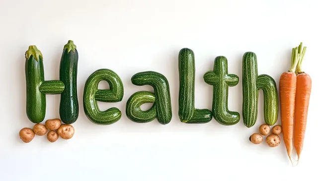 Gesundes Gemüse in Form des Wortes 'Gesundheit'