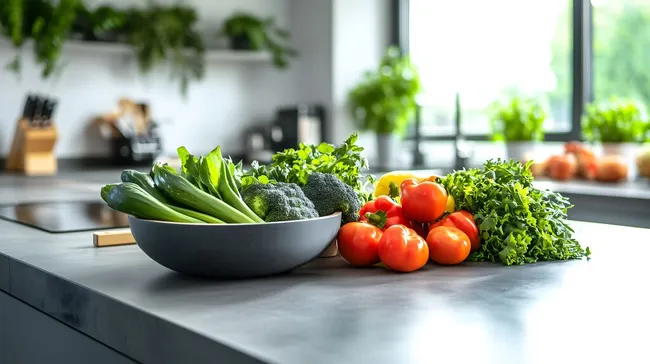 Gesundes Gemüse in moderner Küche