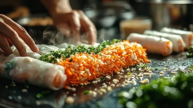 Gesundes Gemüse zum Zubereiten von Sommerrollen