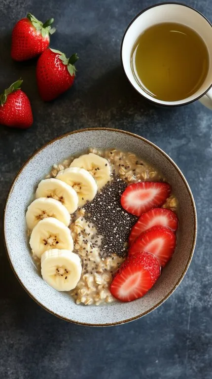 Gesundes Haferflocken-Frühstück mit Obst