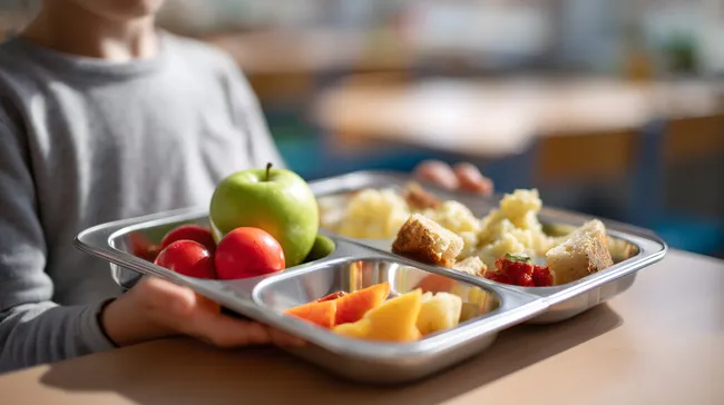 Gesundes Mittagessen für Kinder mit Obst und Gemüse
