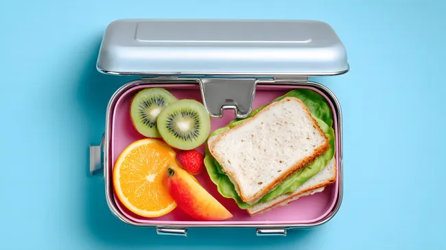 Gesundes Pausenbrot: Sandwich mit Obst und Gemüse