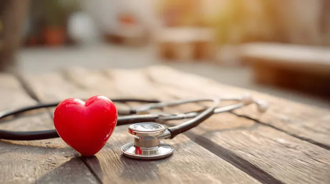 Gesundheit und Wohlbefinden symbolisiert durch Herz und Stethoskop