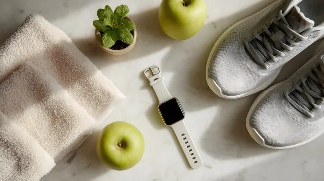 Gesundheitsbewusste Fitnessausstattung mit Smartwatch