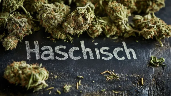 Getrocknete Cannabis-Blüten auf schwarzem Hintergrund