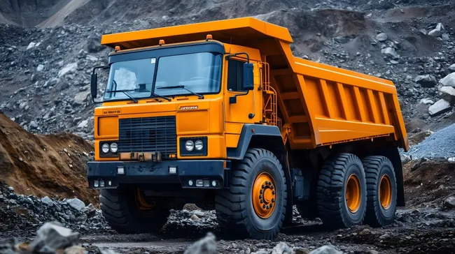 Gewaltiger Muldenkipper für Transport von Gestein