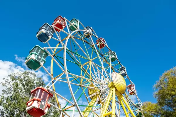 Giant ferris wheel in an amusement park  Flip 2019