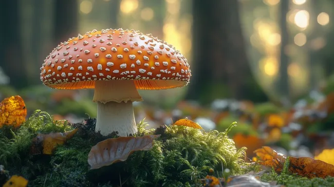 Giftpilz in verzauberter Waldszenerie