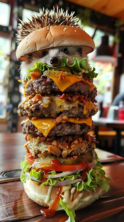 Gigantischer Burger mit knusprigem Speck und Käse