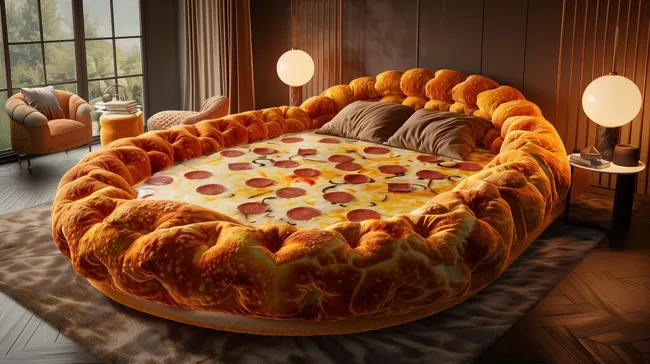 Gigantisches Pizza-Bett für gemütliche Schlafnächte