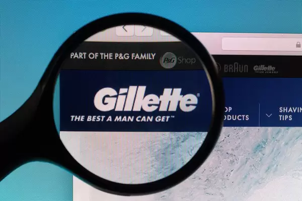 Gillette logo under magnifying glass