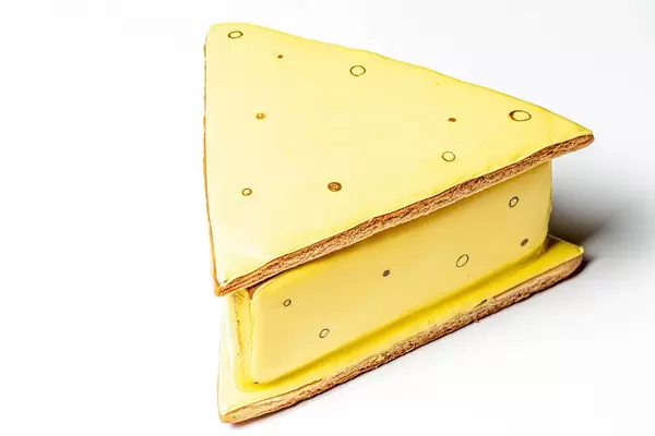 Gingerbread yellow box Christmas gift on white background (Flip 2020)