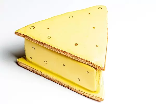 Gingerbread yellow box Christmas gift on white background